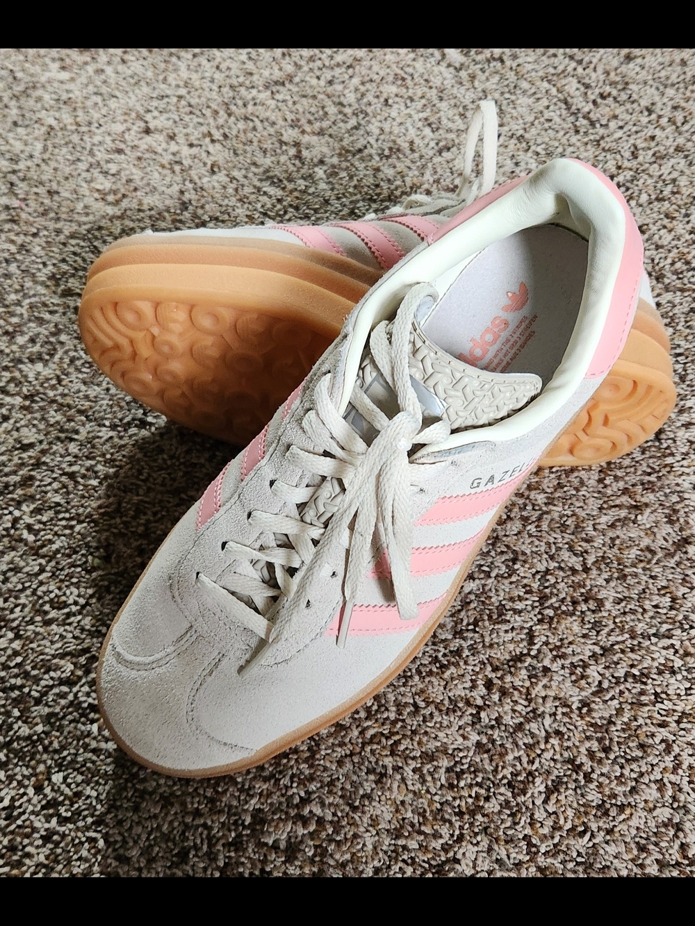 Adidas Gazelle Women’s Suede Sneakers White & Pink Size 6 - Picture 7 of 8